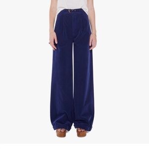 MOTHER Deep Blue Corduroy Wide-Leg Pants Size 34